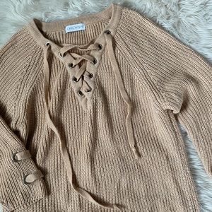 Blush lace up sweater